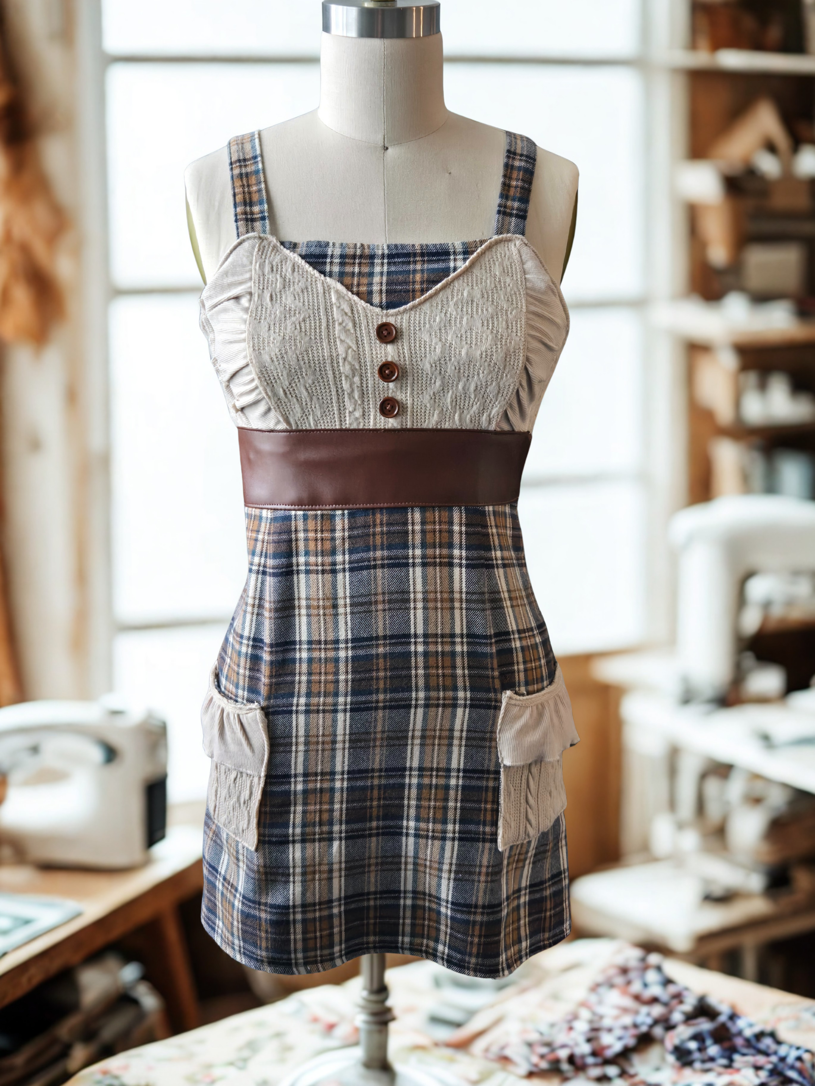 Upcycled Plaid Dress